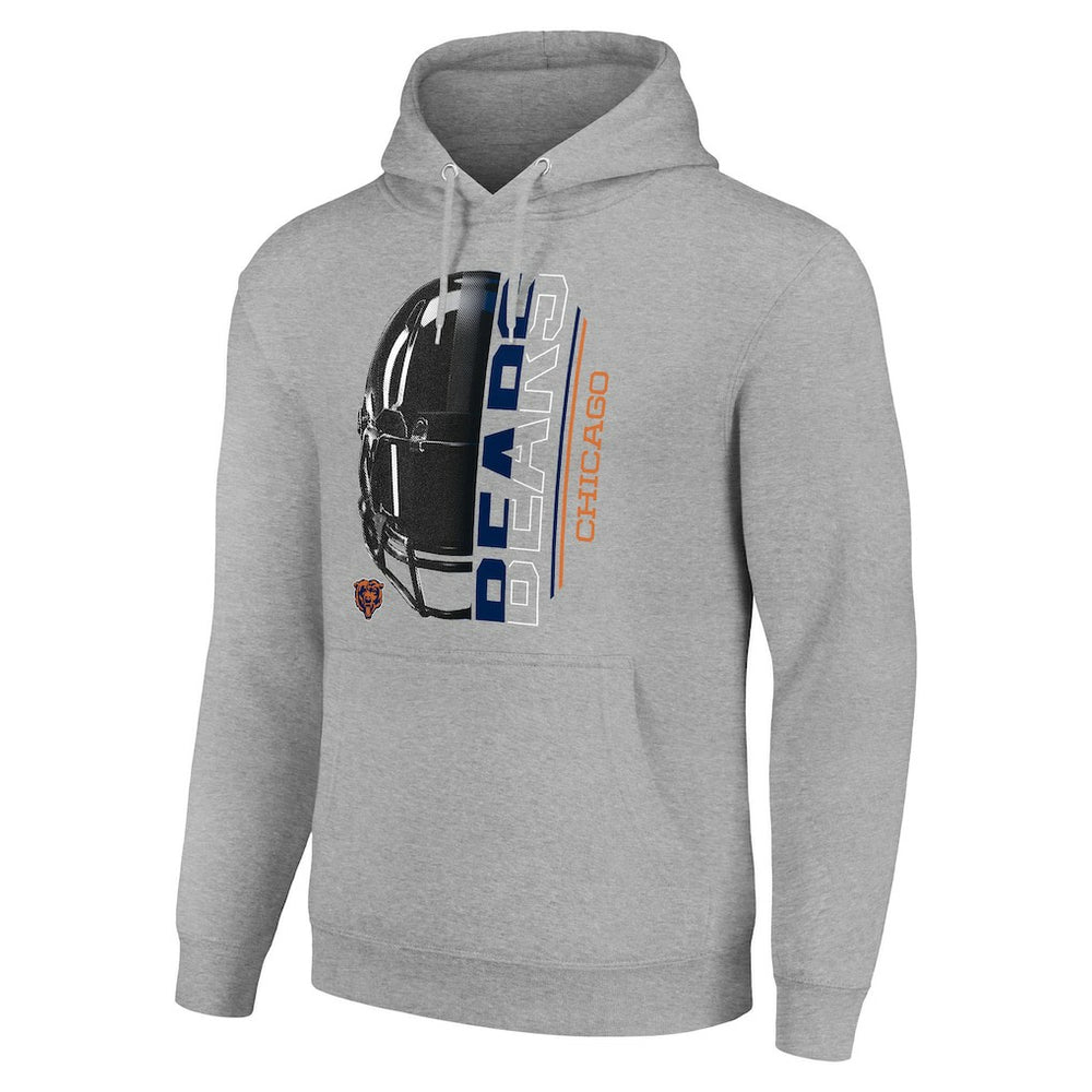 Chicago Bears Starter Unisex Half Helmet Logo Pullover Hoodie - Heather Gray Hoodies
