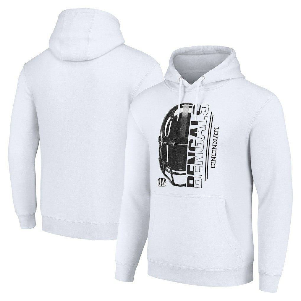 Cincinnati Bengals Starter Unisex Half Helmet Logo Pullover Hoodie - White Hoodies