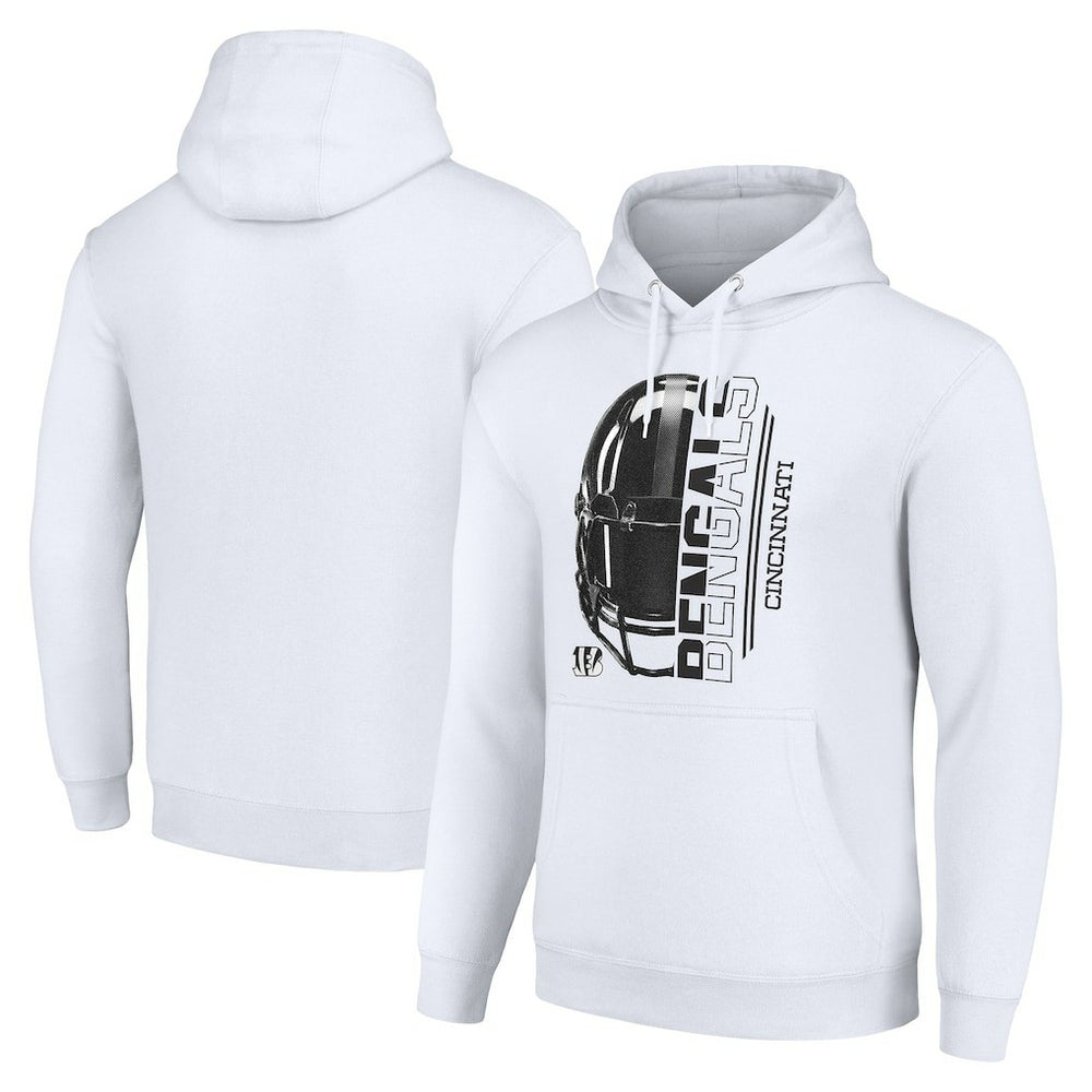 Cincinnati Bengals Starter Unisex Half Helmet Logo Pullover Hoodie - White Hoodies
