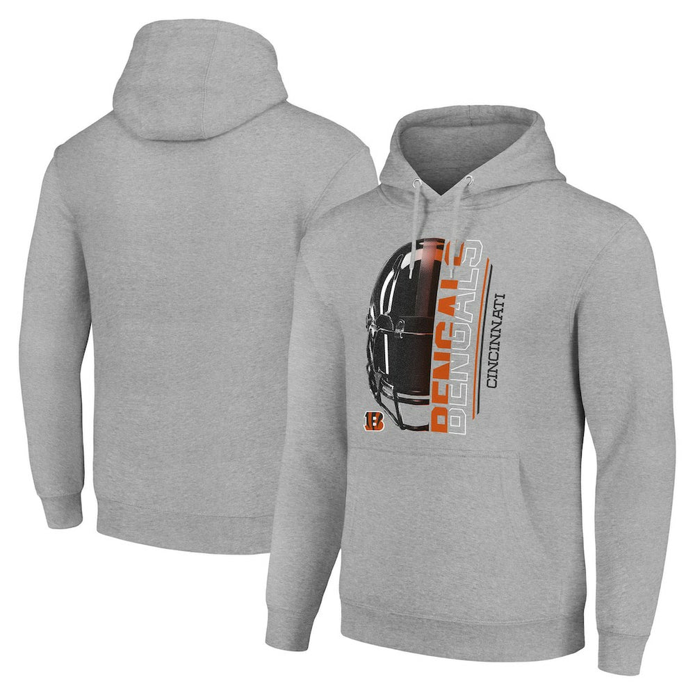 Cincinnati Bengals Starter Unisex Half Helmet Logo Pullover Hoodie - Heather Gray Hoodies