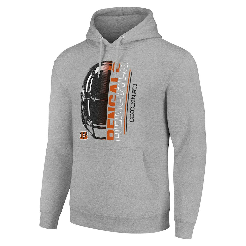 Cincinnati Bengals Starter Unisex Half Helmet Logo Pullover Hoodie - Heather Gray Hoodies