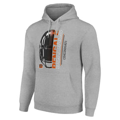 Cincinnati Bengals Starter Unisex Half Helmet Logo Pullover Hoodie - Heather Gray Hoodies