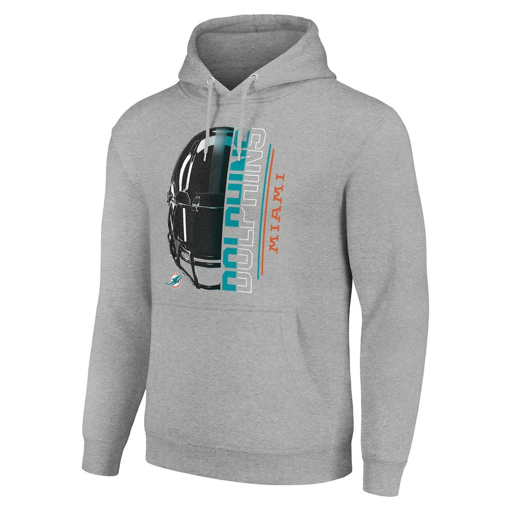 Miami Dolphins Starter Unisex Half Helmet Logo Pullover Hoodie - Heather Gray Hoodies