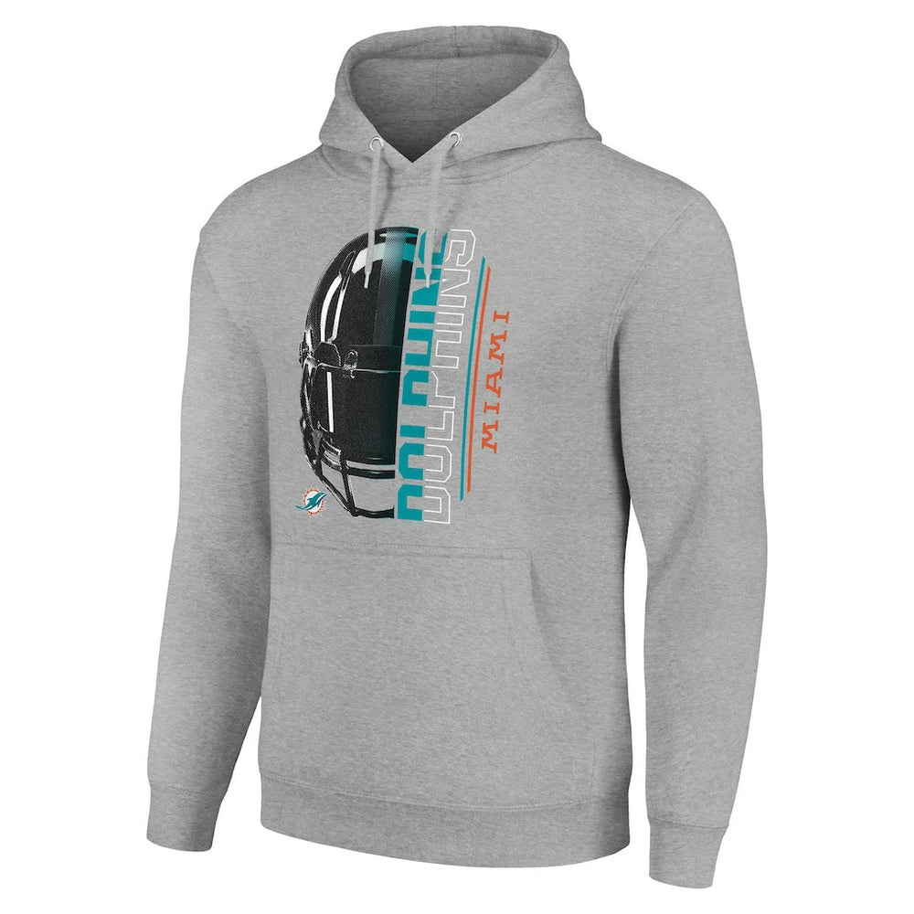 Miami Dolphins Starter Unisex Half Helmet Logo Pullover Hoodie - Heather Gray Hoodies