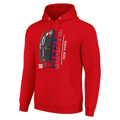 New York Giants Starter Unisex Half Helmet Logo Pullover Hoodie - Red Hoodies
