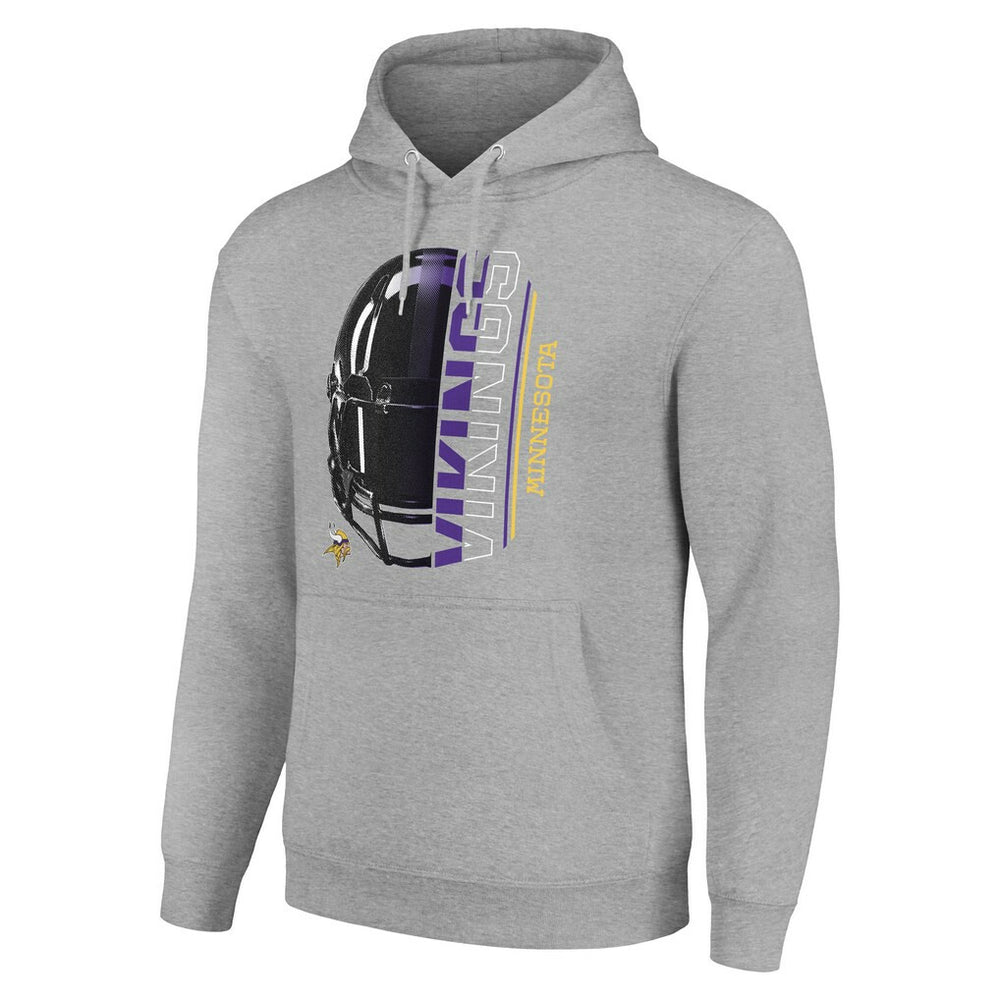 Minnesota Vikings Starter Unisex Half Helmet Logo Pullover Hoodie - Heather Gray Hoodies