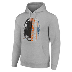 Denver Broncos Starter Unisex Half Helmet Logo Pullover Hoodie - Heather Gray Hoodies