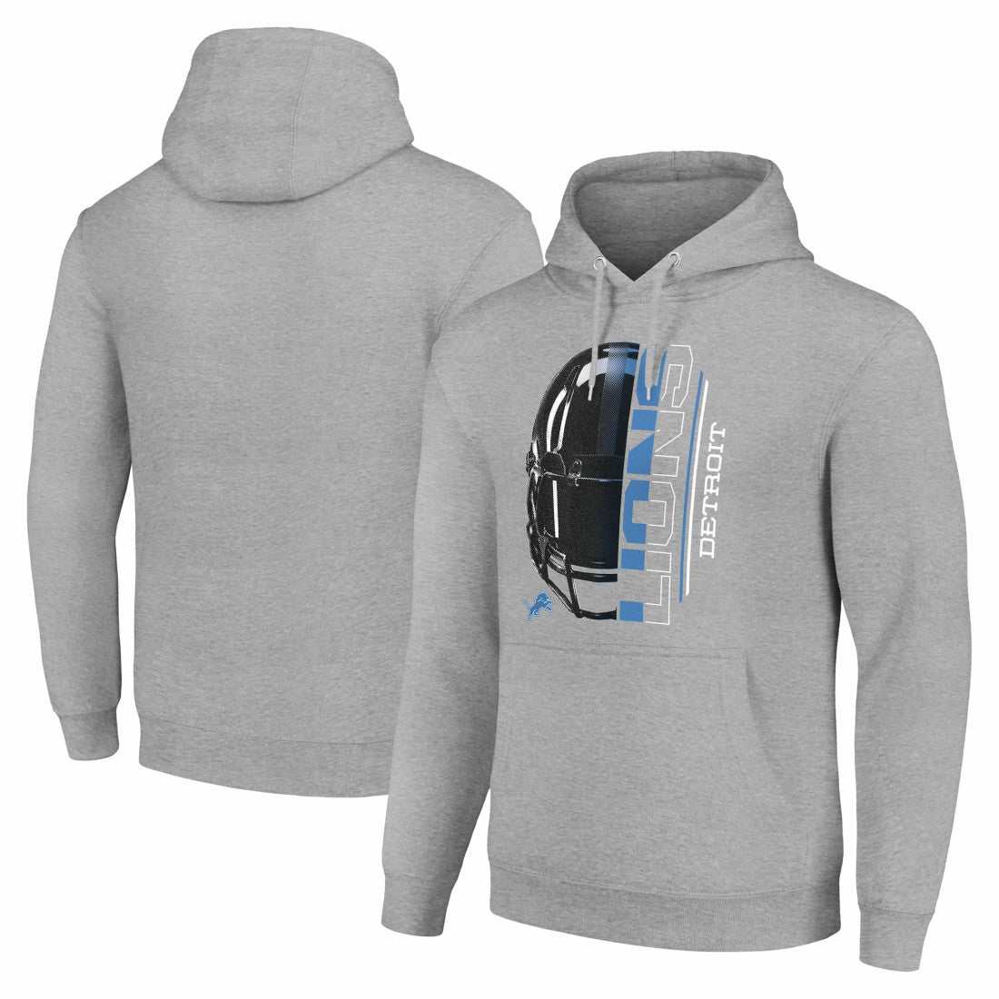 Detroit Lions Starter Unisex Half Helmet Logo Pullover Hoodie - Heather Gray Hoodies