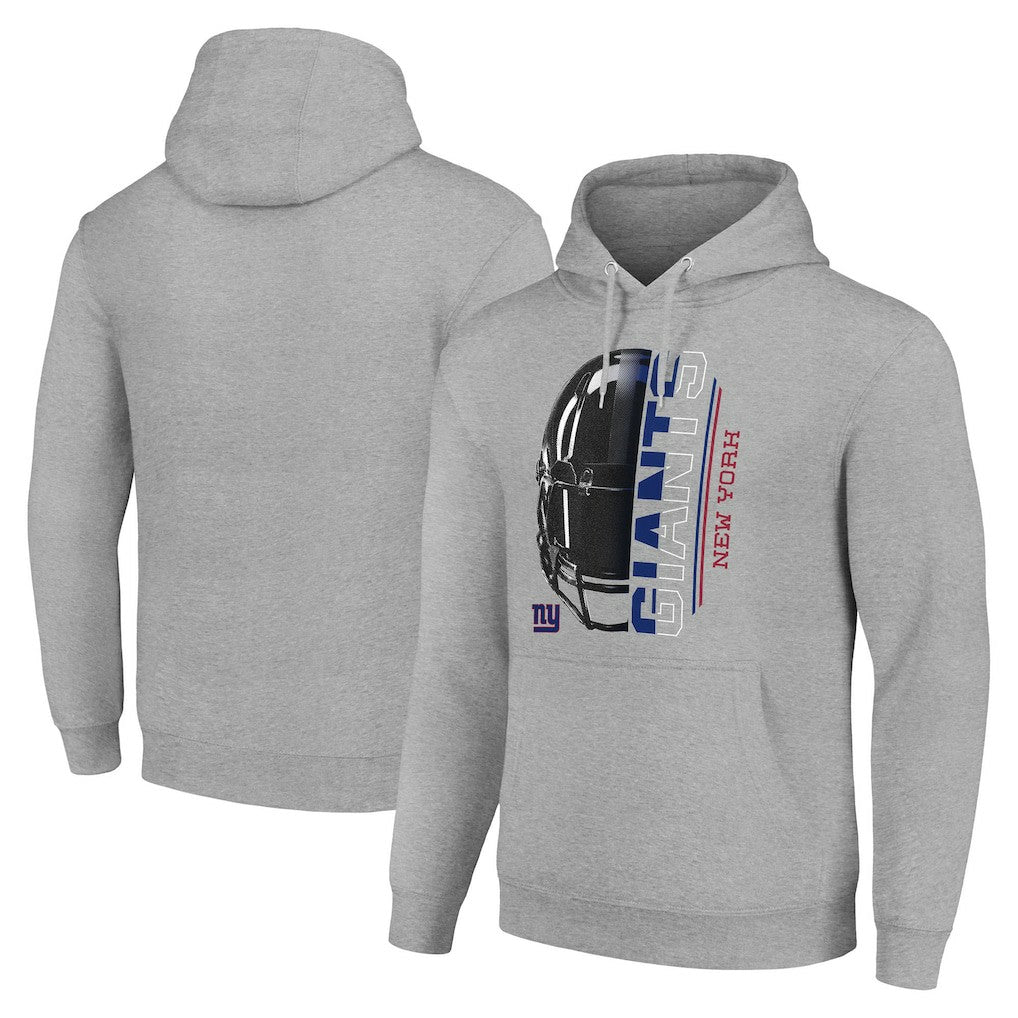 New York Giants Starter Unisex Half Helmet Logo Pullover Hoodie - Heather Gray Hoodies