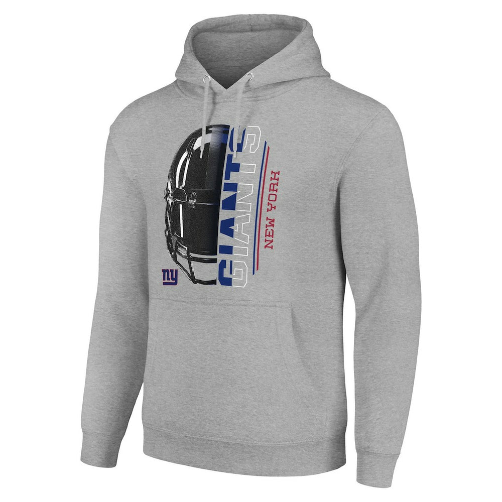 New York Giants Starter Unisex Half Helmet Logo Pullover Hoodie - Heather Gray Hoodies