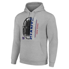 New York Giants Starter Unisex Half Helmet Logo Pullover Hoodie - Heather Gray Hoodies