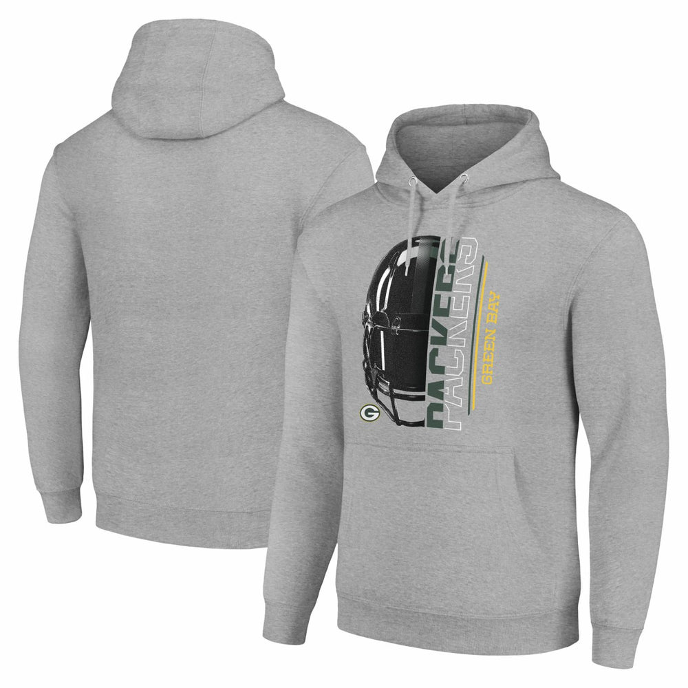 Green Bay Packers Starter Unisex Half Helmet Logo Pullover Hoodie - Heather Gray Hoodies