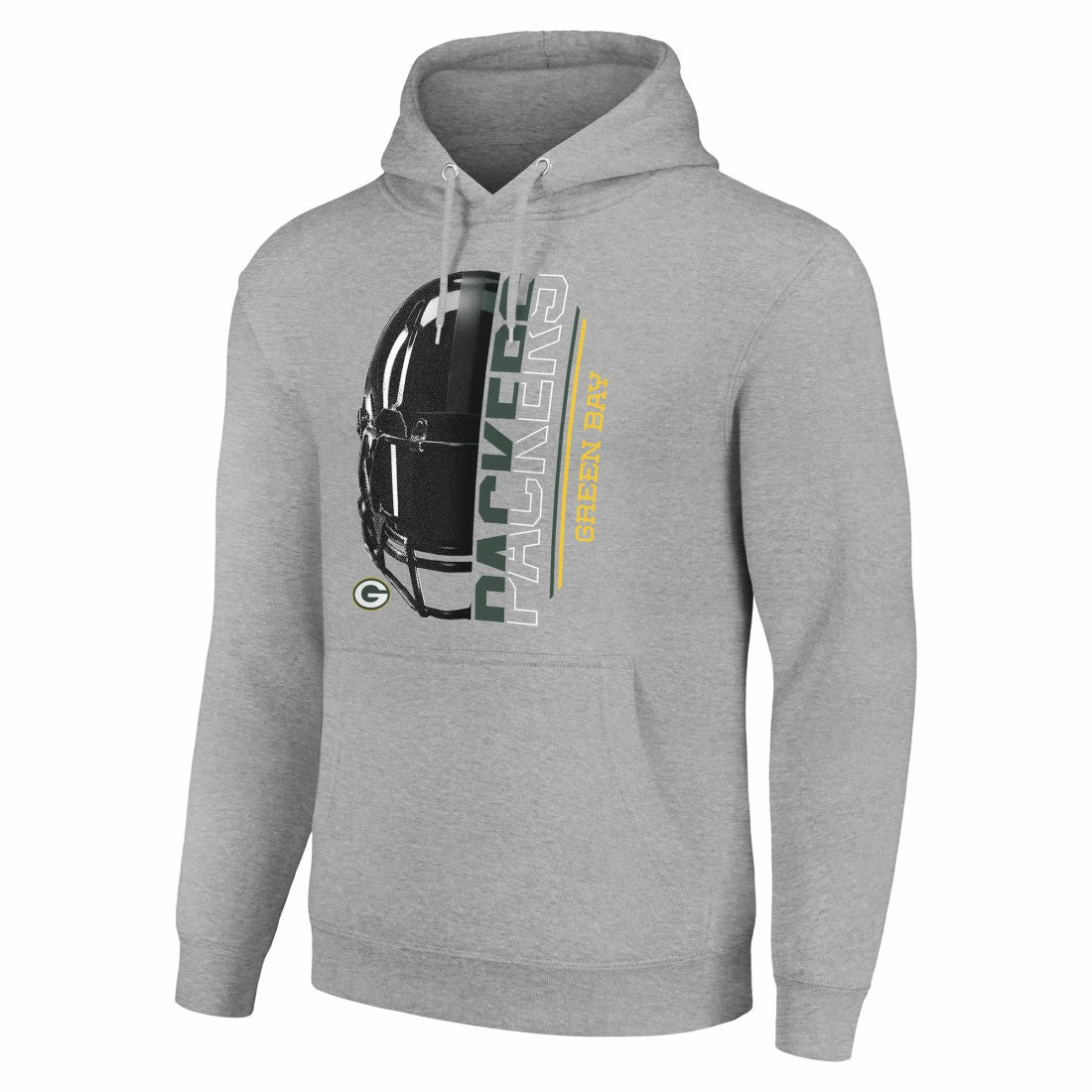 Green Bay Packers Starter Unisex Half Helmet Logo Pullover Hoodie - Heather Gray Hoodies