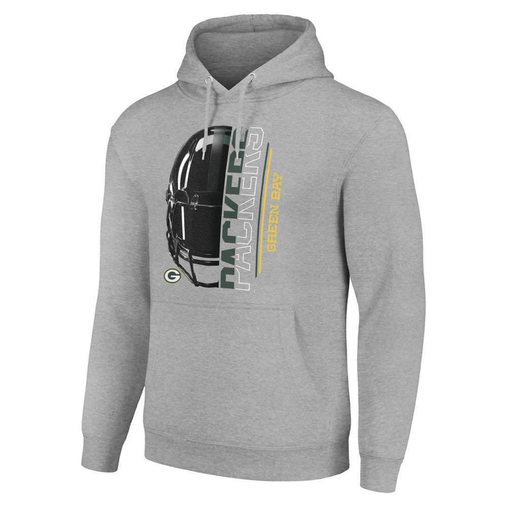 Green Bay Packers Starter Unisex Half Helmet Logo Pullover Hoodie - Heather Gray Hoodies