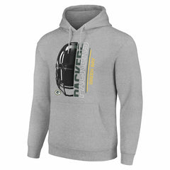 Green Bay Packers Starter Unisex Half Helmet Logo Pullover Hoodie - Heather Gray Hoodies