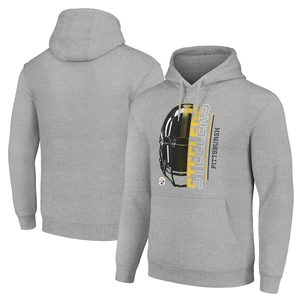 Pittsburgh Steelers Starter Unisex Half Helmet Logo Pullover Hoodie - Heather Gray Hoodies