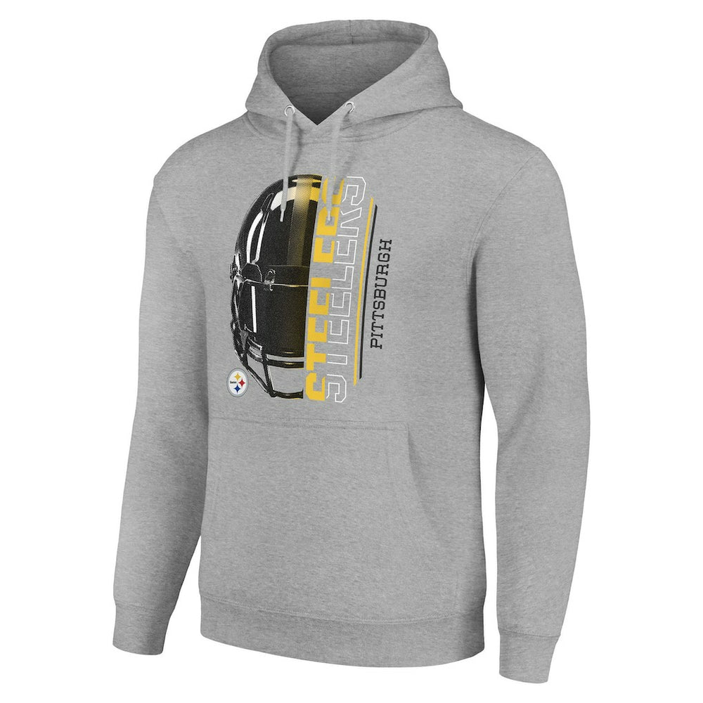 Pittsburgh Steelers Starter Unisex Half Helmet Logo Pullover Hoodie - Heather Gray Hoodies