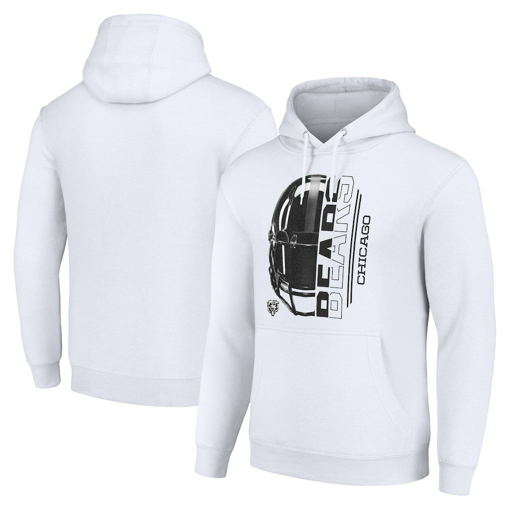 Chicago Bears Starter Unisex Half Helmet Logo Pullover Hoodie - White Hoodies