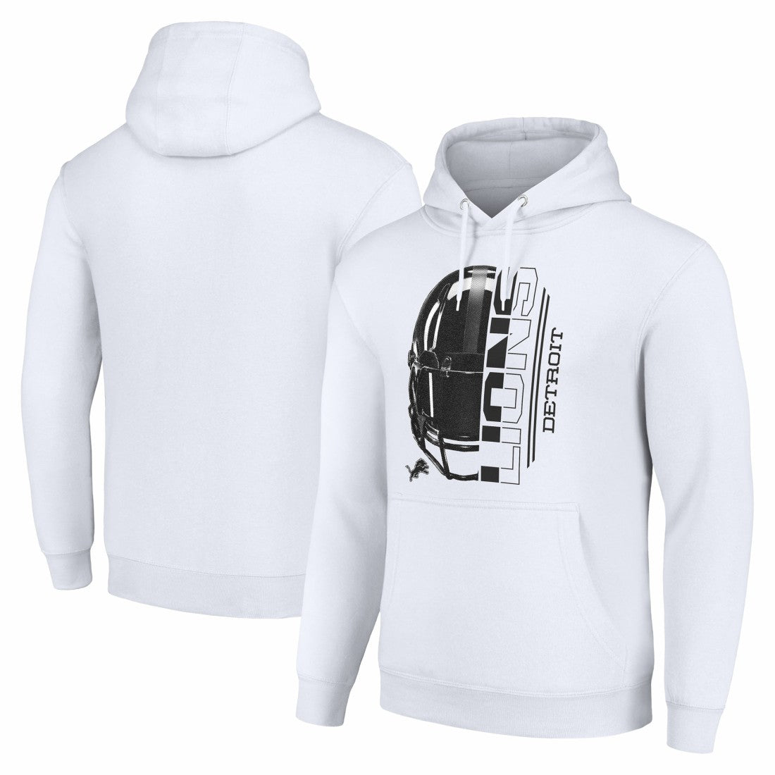 Detroit Lions Starter Unisex Half Helmet Logo Pullover Hoodie - White Hoodies