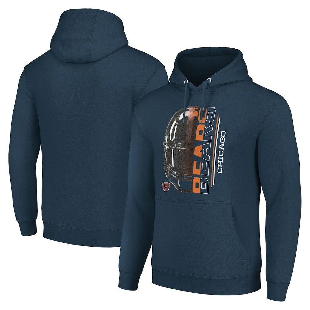 Chicago Bears Starter Unisex Half Helmet Logo Pullover Hoodie - Navy Hoodies