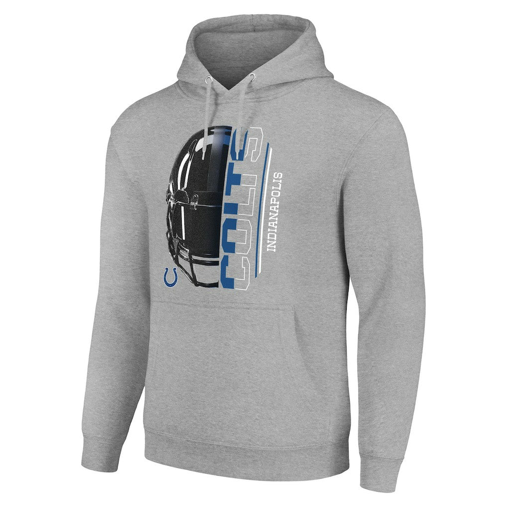 Indianapolis Colts Starter Unisex Half Helmet Logo Pullover Hoodie - Heather Gray Hoodies