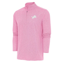 Detroit Lions Antigua Hunk Quarter-Zip Pullover Top - Pink Pullover