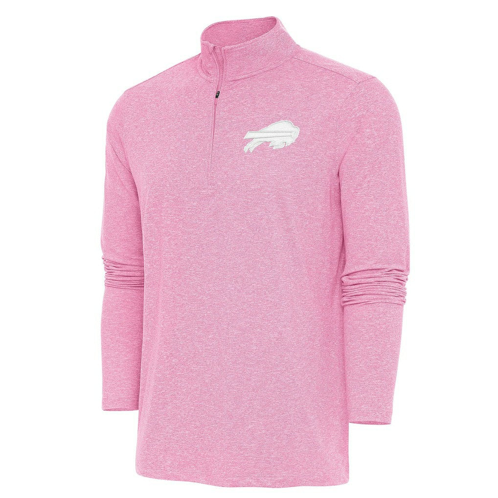 Buffalo Bills Antigua Hunk Quarter-Zip Pullover Top - Pink Pullover