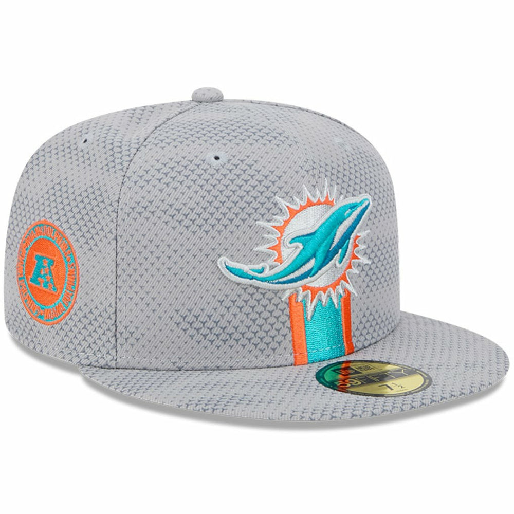 Miami Dolphins New Era 2024 Sideline 59FIFTY Fitted Hat - Gray Hats