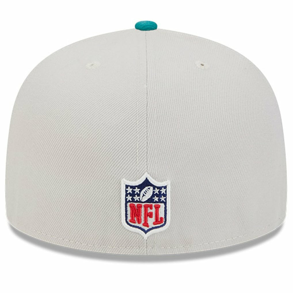 Miami Dolphins New Era 2024 Sideline Historic 59FIFTY Fitted Hat - Stone/Aqua Hats