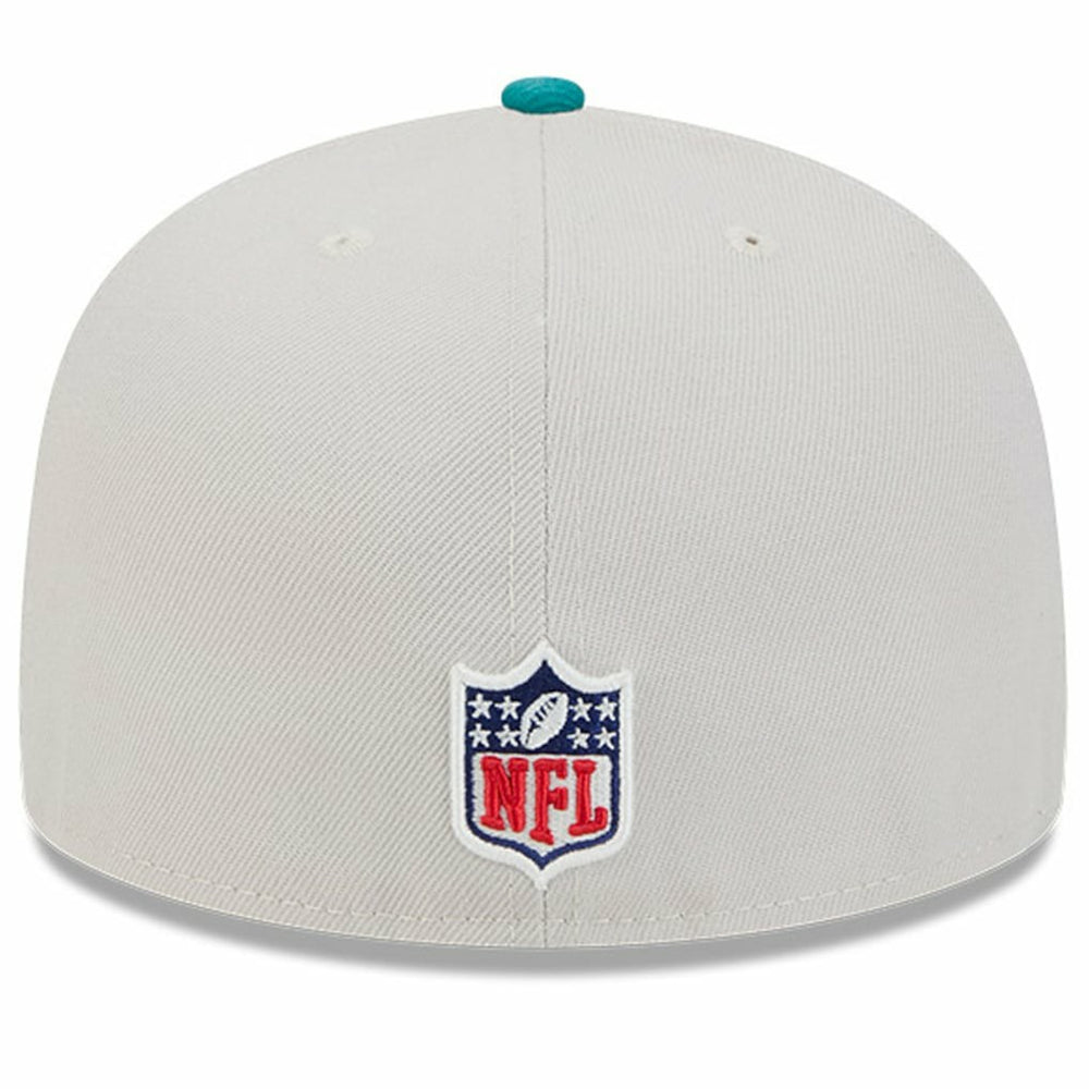 Miami Dolphins New Era 2024 Sideline Historic 59FIFTY Fitted Hat - Stone/Aqua Hats