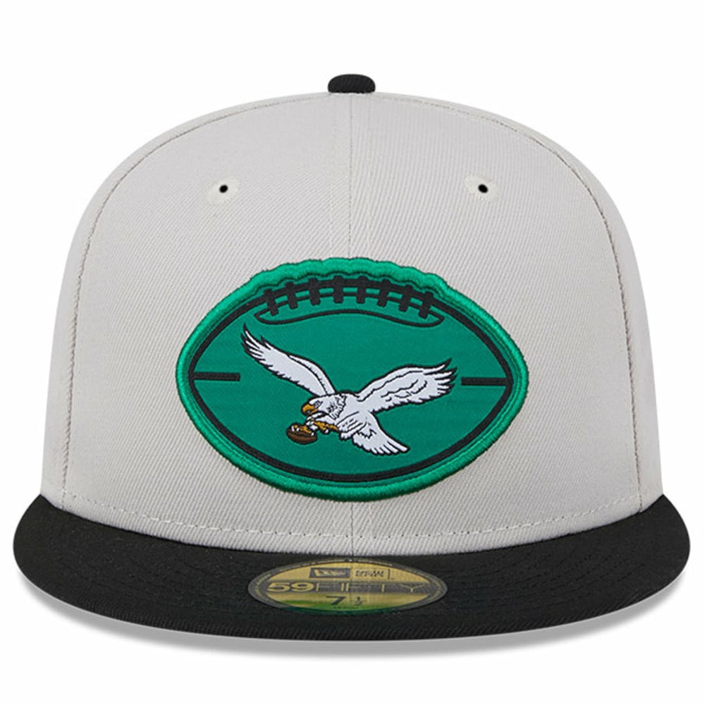 Philadelphia Eagles New Era 2024 Sideline Historic 59FIFTY Fitted Hat - Stone/Black Hats