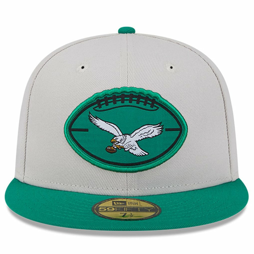 Philadelphia Eagles New Era 2024 Sideline Historic 59FIFTY Fitted Hat - Stone/Kelly Green Hats