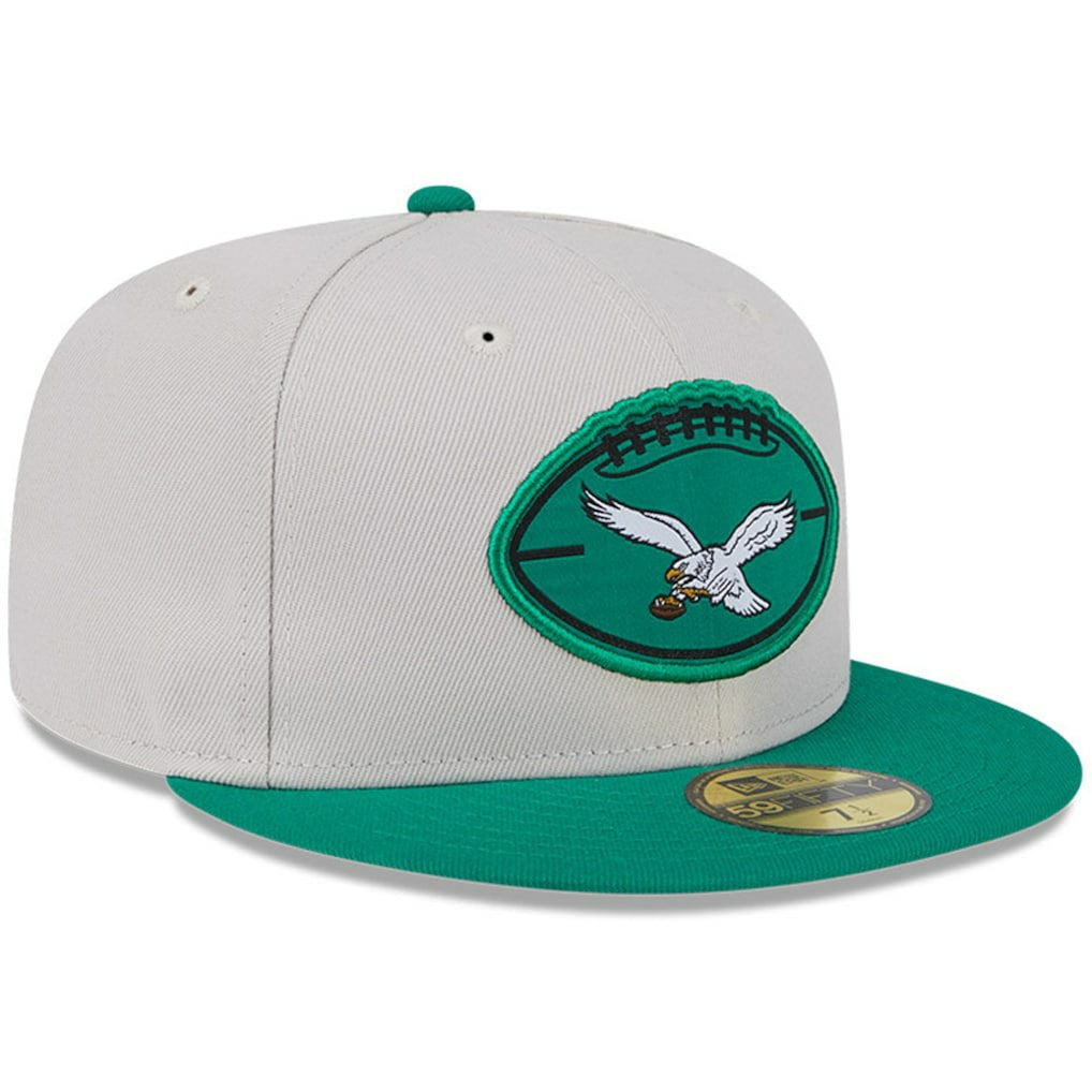 Philadelphia Eagles New Era 2024 Sideline Historic 59FIFTY Fitted Hat - Stone/Kelly Green Hats