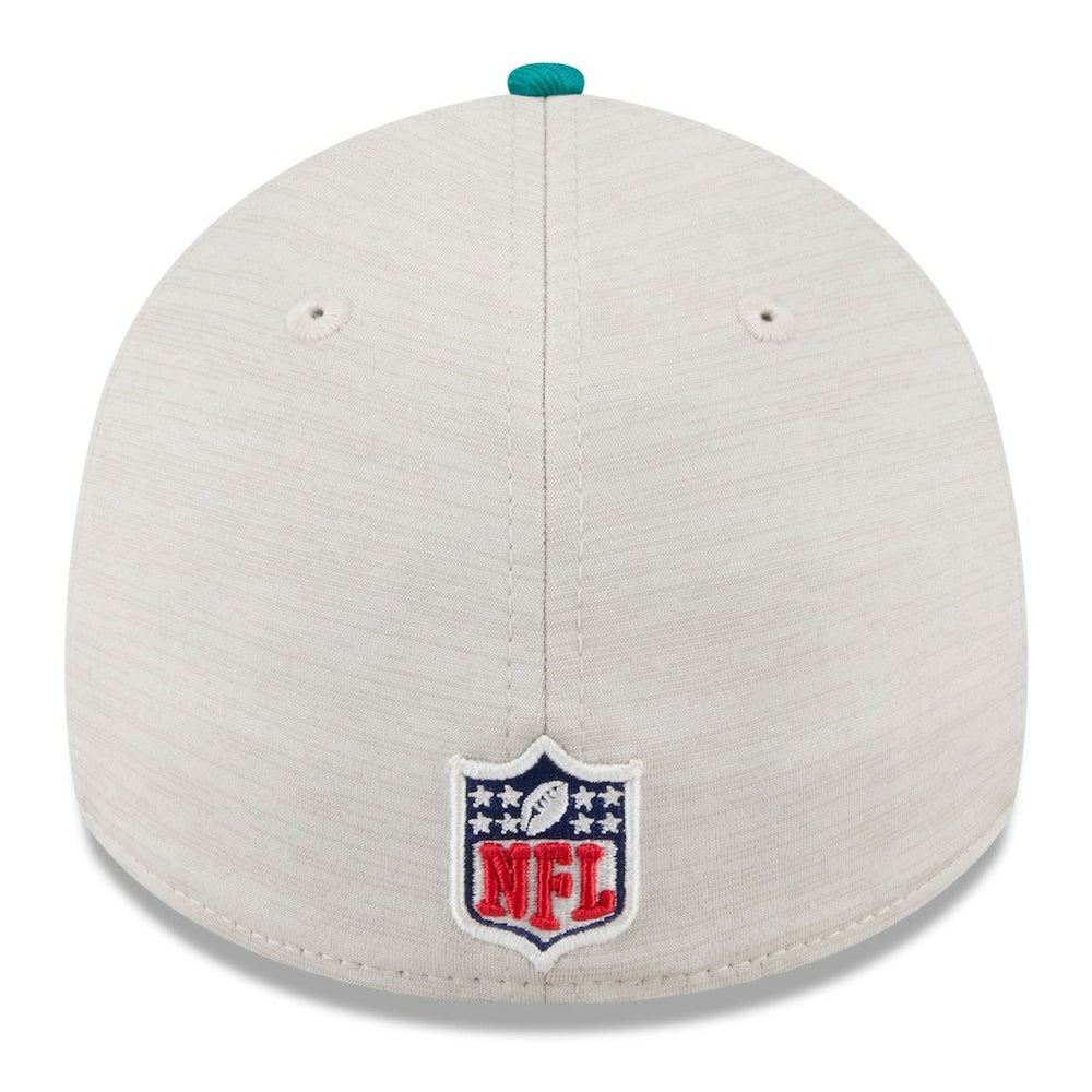 Miami Dolphins New Era 2024 Sideline Historic 39THIRTY Flex Hat - Stone/Aqua Hats