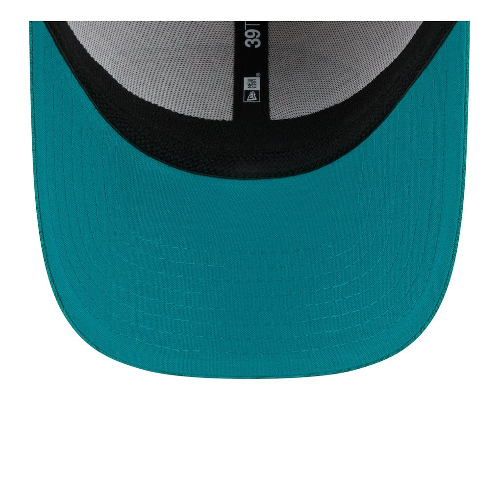 Miami Dolphins New Era 2024 Sideline Historic 39THIRTY Flex Hat - Stone/Aqua Hats