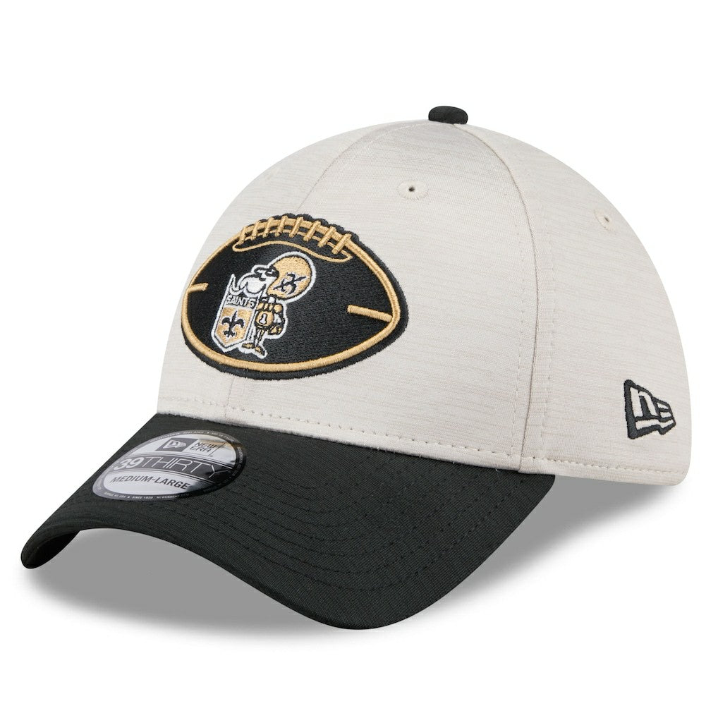 New Orleans Saints New Era 2024 Sideline Historic 39THIRTY Flex Hat - Stone/Black Hats