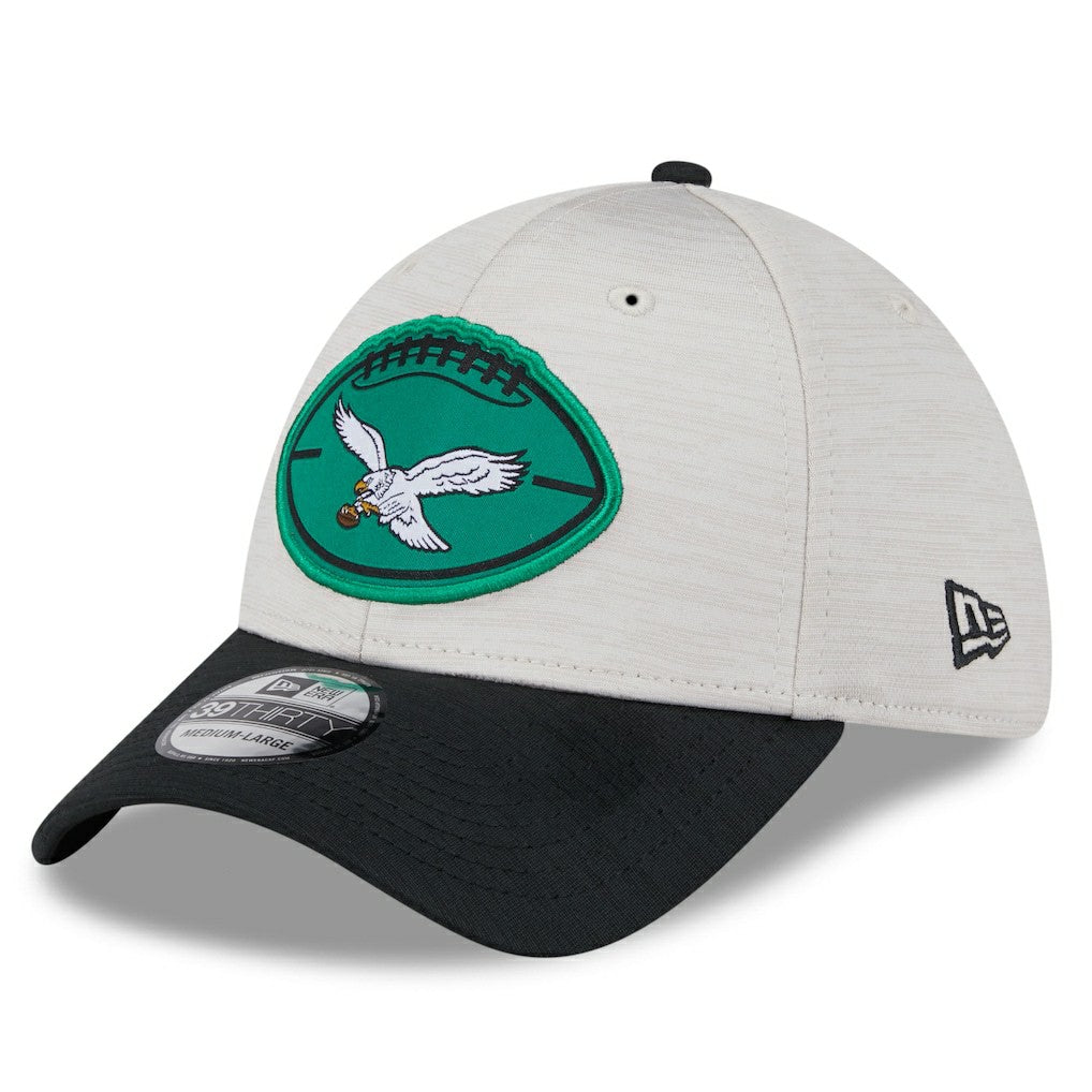 Philadelphia Eagles New Era 2024 Sideline Historic 39THIRTY Flex Hat - Stone/Black Hats