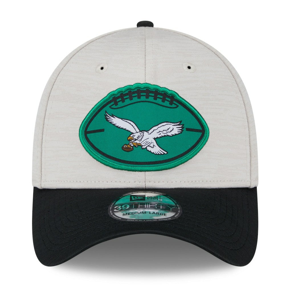 Philadelphia Eagles New Era 2024 Sideline Historic 39THIRTY Flex Hat - Stone/Black Hats