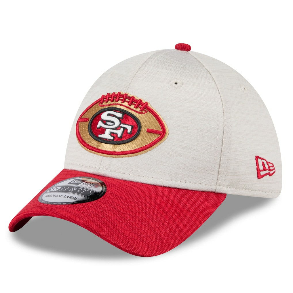 San Francisco 49ers New Era 2024 Sideline Historic 39THIRTY Flex Hat - Stone/Scarlet Hats