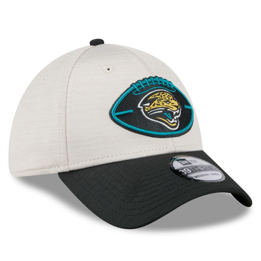 Jacksonville Jaguars New Era 2024 Sideline Historic 39THIRTY Flex Hat - Stone/Teal Hats