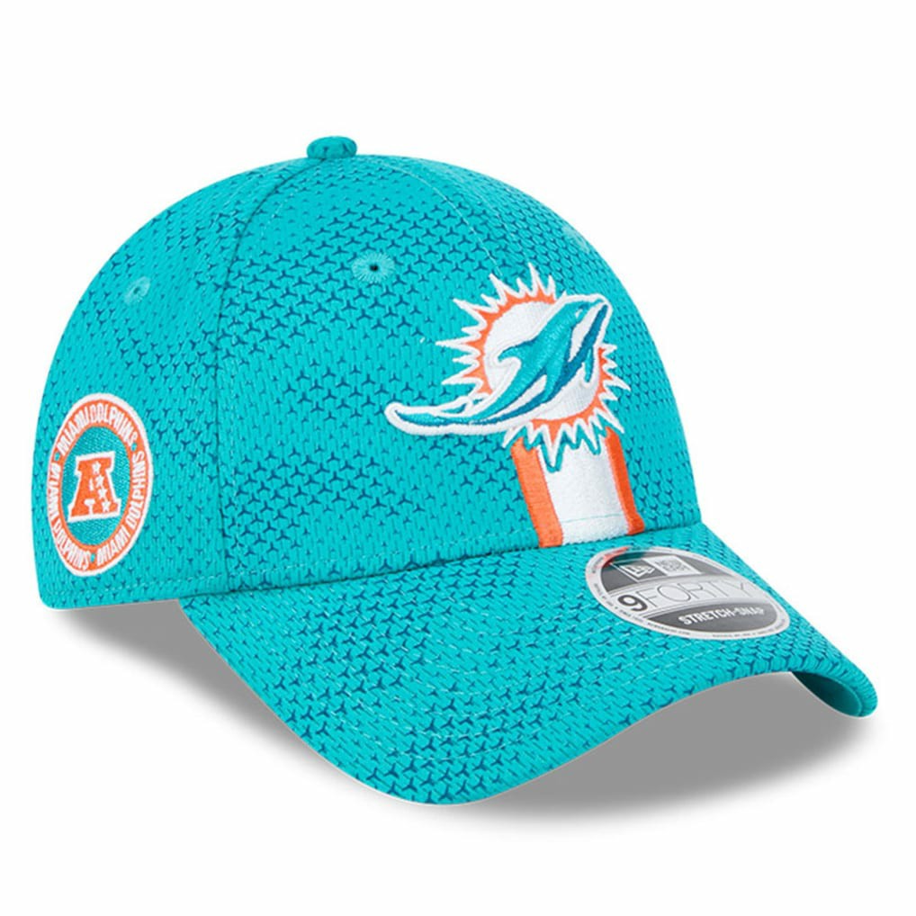 Miami Dolphins New Era 2024 Sideline 9FORTY Stretch-Snap Hat - Aqua Hats