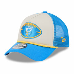 Los Angeles Chargers New Era 2024 Sideline Historic 9FORTY A-Frame Trucker Adjustable Hat - Stone/Powder Blue Hats