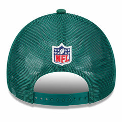 New York Jets New Era 2024 Sideline Historic 9FORTY A-Frame Trucker Adjustable Hat - Stone/Green Hats