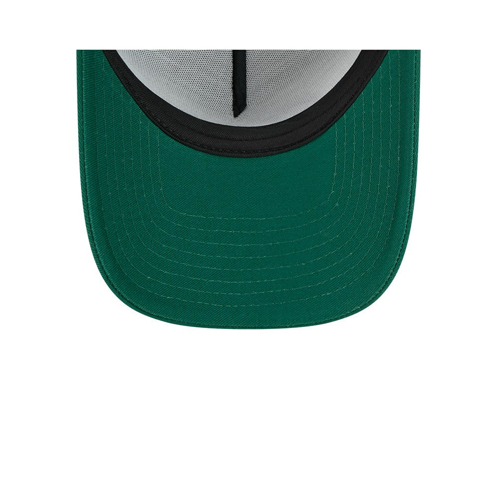 New York Jets New Era 2024 Sideline Historic 9FORTY A-Frame Trucker Adjustable Hat - Stone/Green Hats
