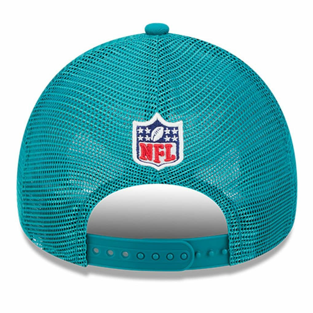 Miami Dolphins New Era 2024 Sideline Historic 9FORTY A-Frame Trucker Adjustable Hat - Stone/Aqua Hats