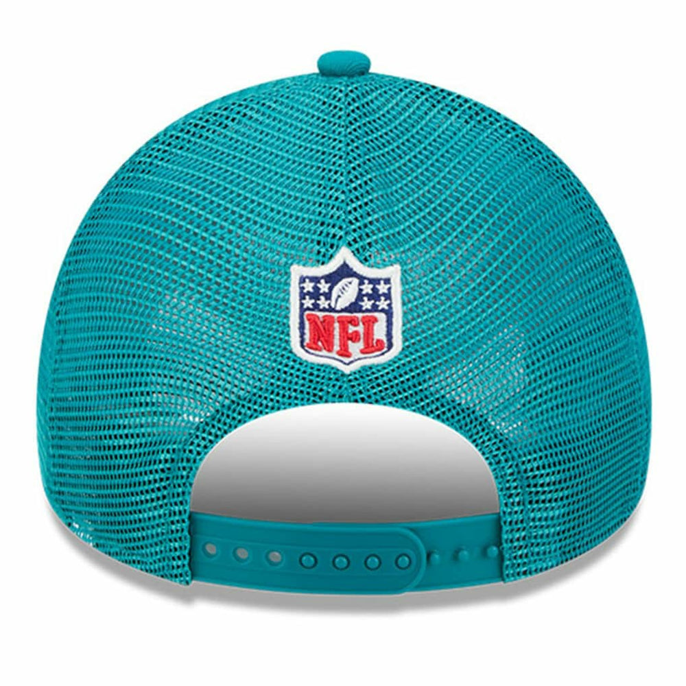 Miami Dolphins New Era 2024 Sideline Historic 9FORTY A-Frame Trucker Adjustable Hat - Stone/Aqua Hats