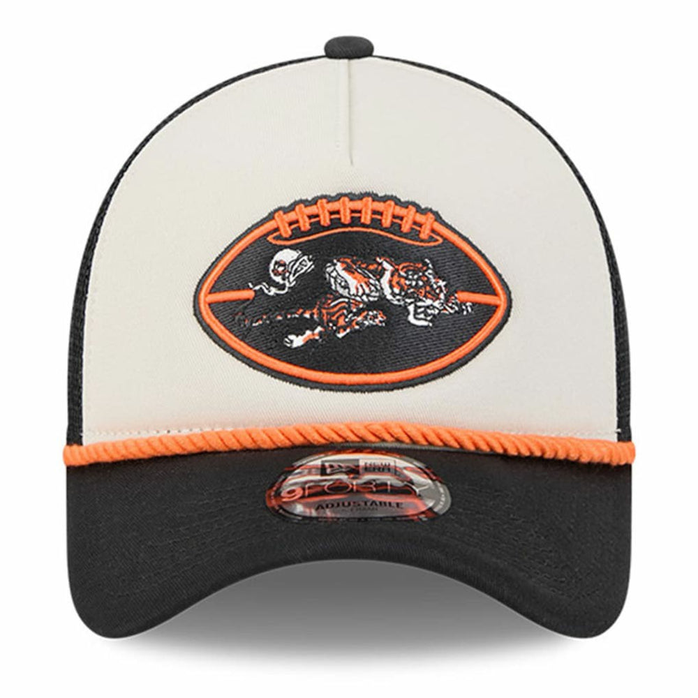 Cincinnati Bengals New Era 2024 Sideline Historic 9FORTY A-Frame Trucker Adjustable Hat - Stone/Black Hats