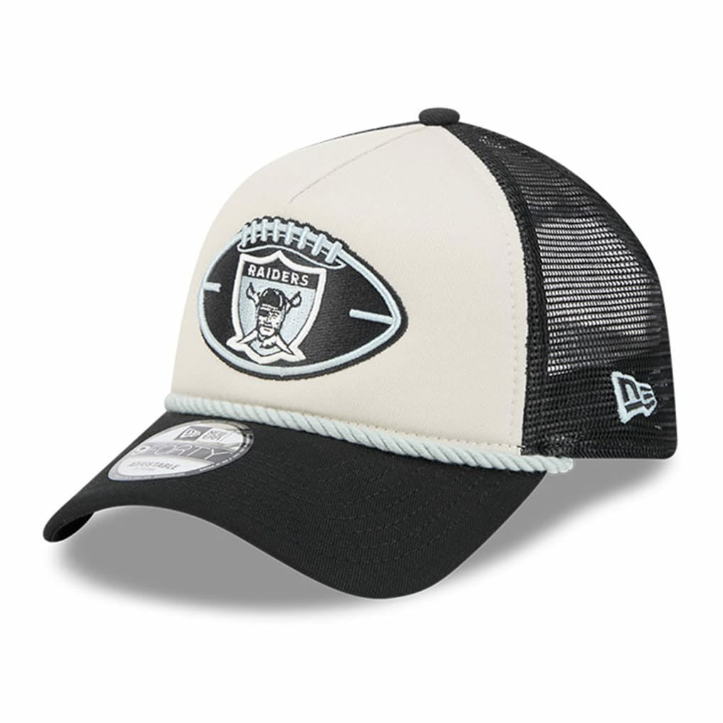 Las Vegas Raiders New Era 2024 Sideline Historic 9FORTY A-Frame Trucker Adjustable Hat - Stone/Black Hats