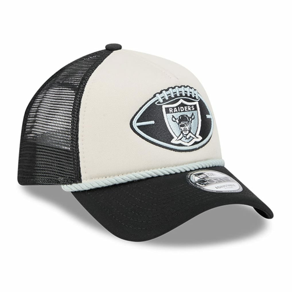 Las Vegas Raiders New Era 2024 Sideline Historic 9FORTY A-Frame Trucker Adjustable Hat - Stone/Black Hats