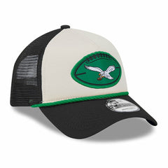Philadelphia Eagles New Era 2024 Sideline Historic 9FORTY A-Frame Trucker Adjustable Hat - Stone/Black Hats